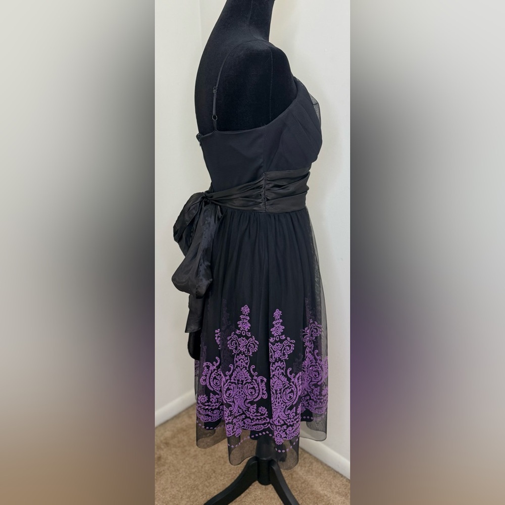 B Moss Y2K black tulle cocktail prom dress sweetheart neck purple beading 4 EUC - Picture 9 of 13